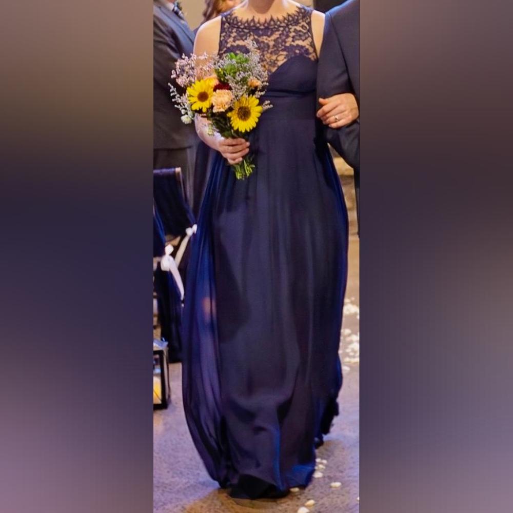Aidan Mattox Navy Lace Dress